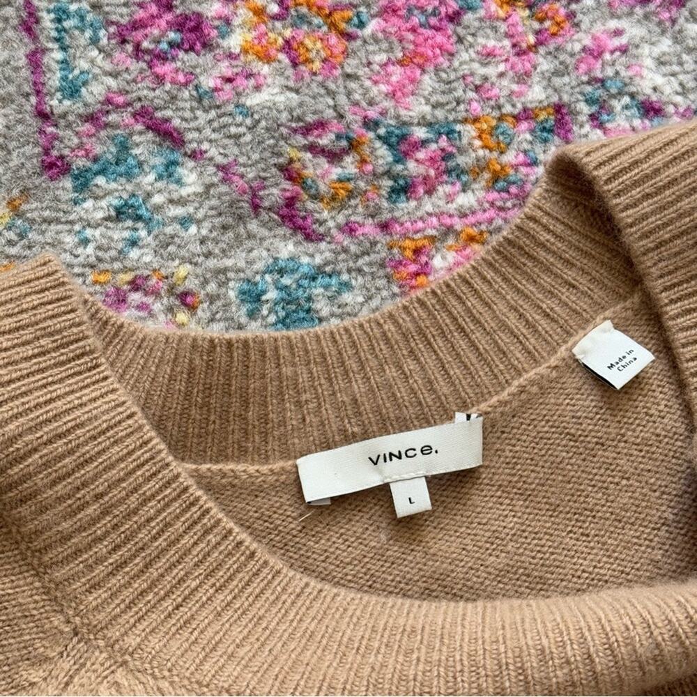 Vince Camel Wool Cashmere Long Raglan Dolman Sleeves Crewneck Sweater Size Large - Picture 7 of 9